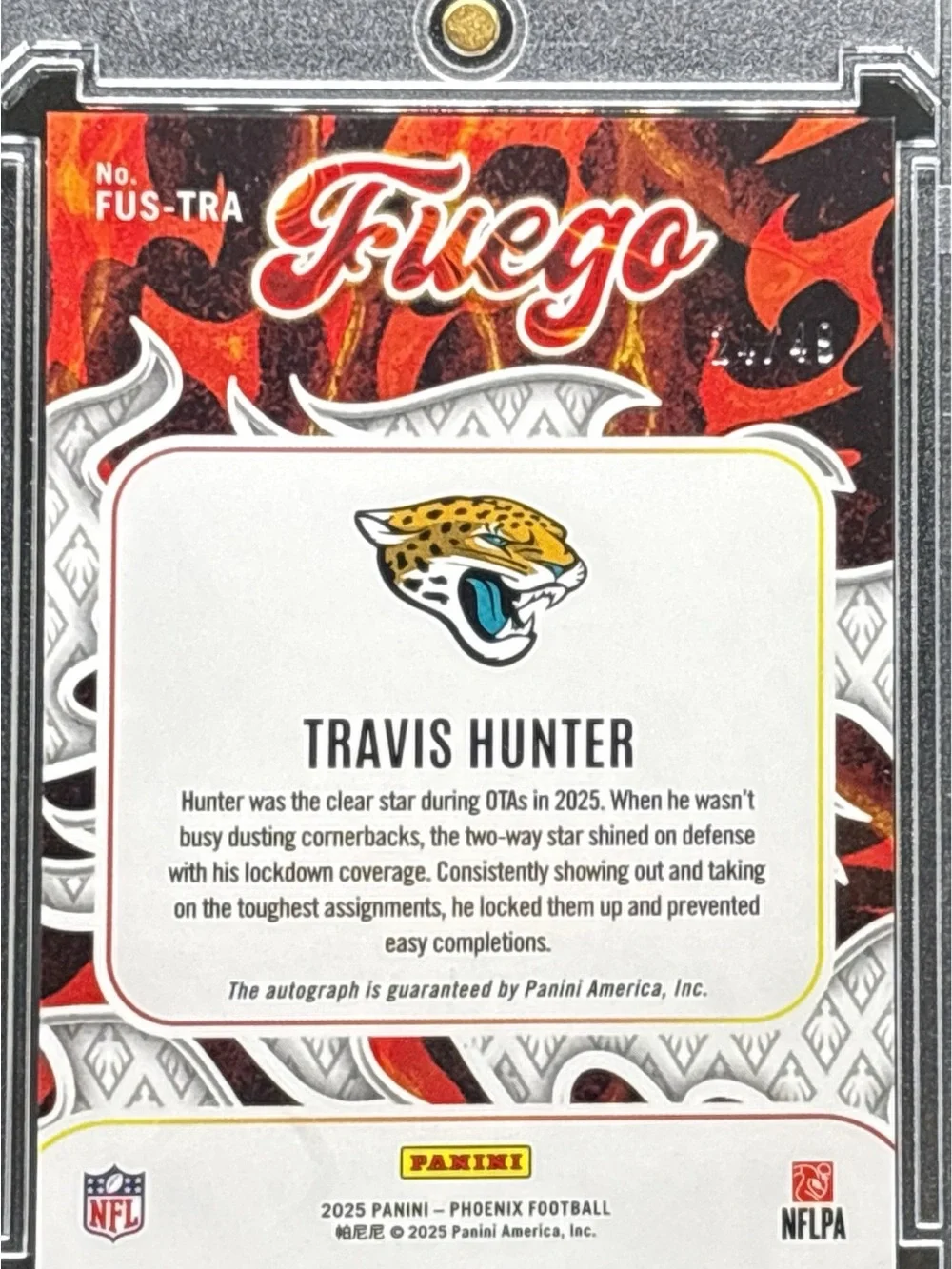 Panini Fuego Travis Hunter Rookie Football Card - Autographed LE 24/49
